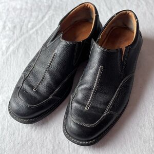 Men’s Johnston & Murphy Black Sheepskin Leather Slip On Loafers Size 11 Medium
